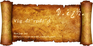 Vig Árpád névjegykártya